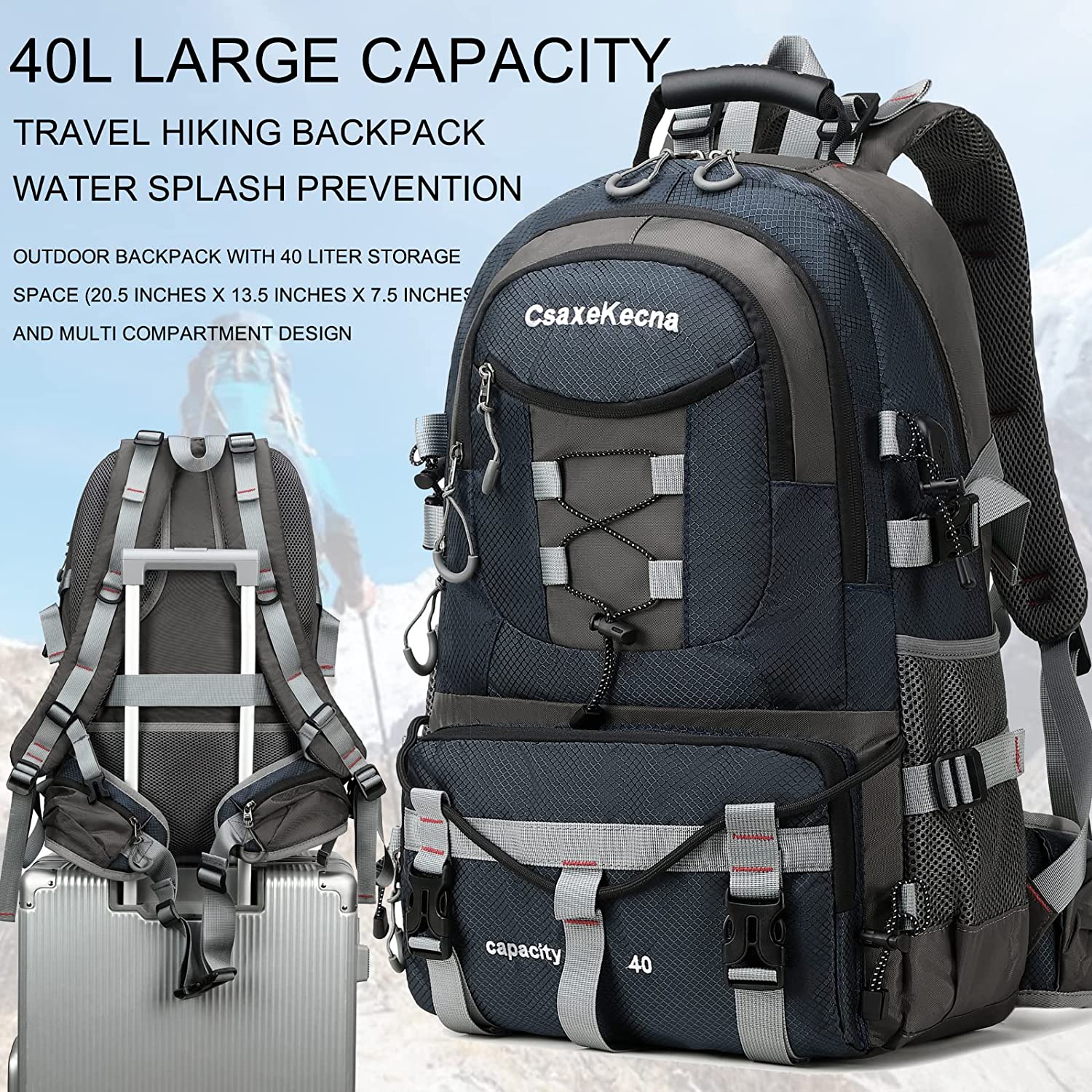 YANIMENGNU MINGMOU Traveling Backpack 40L Waterproof and Light Outdoor Hiking, Men's and Women's Camping Backpack - Image 2